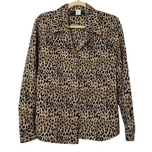 Norton McNaughton Vintage Brown Leopard Print Top Women 10P Classic Quiet Luxury